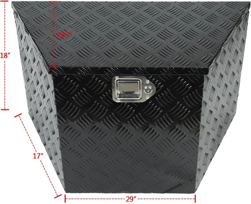 Miniatura 7 de Caja de herramientas de almacenamiento de lengua de aluminio de 29 pulgadas con cerradura y llaves, color negro