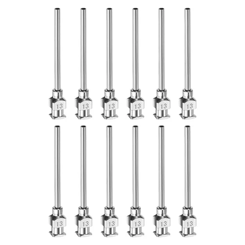 Miniatura 16 de HARFINGTON 12 agujas dispensadoras de acero inoxidable calibre 17, 1 1/2 pulgadas, tubo de aguja de pegamento de metal, puntas romas, Luer Lock