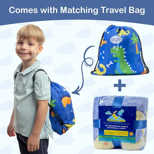 Miniatura 2 de Manta de dinosaurio que brilla en la oscuridad para niños, manta suave de forro polar azul. Gran regalo de dinosaurio para niños, nietos, bebés