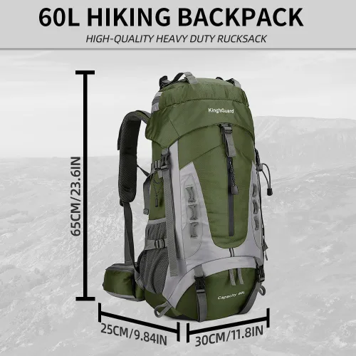 Miniatura 5 de King'sGuard Mochila de senderismo de 60 L para hombres y mujeres, mochila ligera para acampar y senderismo con cubierta para la lluvia, mochila