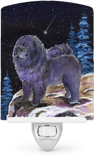 Caroline's Treasures SS8456CNL Starry Night Chow Chow - Luz nocturna de cerámica compacta, con certificación UL, ideal para dormitorio, baño, Chow