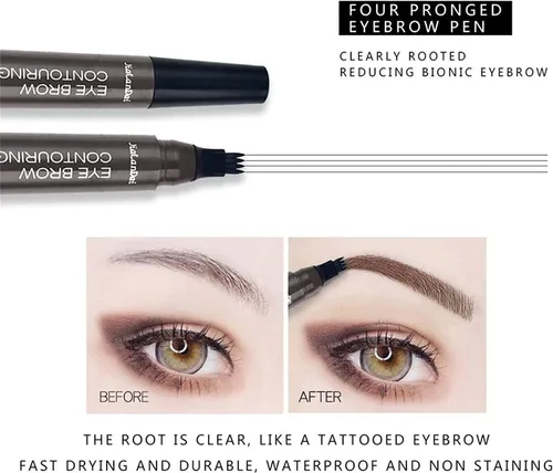 Miniatura 3 de Anjouze - Bolígrafo de microcuchilla, bolígrafo mágico impermeable para cejas, lápiz para cejas Microblading, 5 colores, impermeable, 4 tenedores