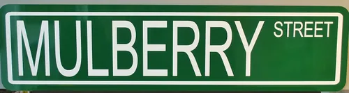 MULBERRY STREET METAL STREET SIGN 6x24 Manhattan Nueva York NYC Bleecker Pizza Pasta Italia Fiesta Italia Comida Vinos Cannoli Bar Restaurante