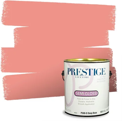 Miniatura 143 de Prestige Paints E100-T-SW6591 Pintura exterior e imprimación en uno, 1 galón, plano, combinación comparable de Sherwin Williams Amaryllis, 1 galón