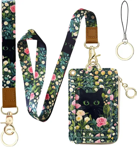 Miniatura 30 de bolimoss Soporte para credencial de sol y luna y cartera con cordón, cordones removibles para maestras, cartera para mujeres con correa