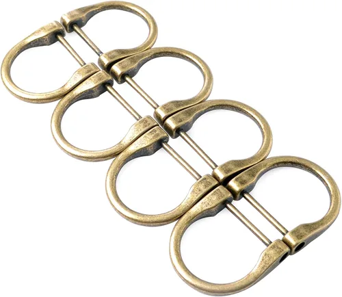 Miniatura 2 de Bobeey 8 anillos en D de 3/4 pulgadas en forma de U con grillete en forma de herradura en forma de D, accesorios de repuesto para monedero, llavero