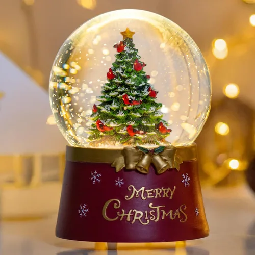 Miniatura 29 de Gnomos de Navidad de 10 pulgadas, linterna de globo de nieve iluminada, caprichoso árbol de Navidad y elfo escandinavo, linterna de agua musical
