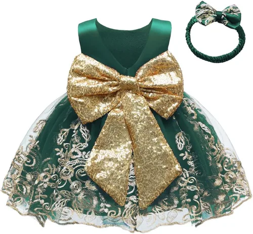 Miniatura 44 de CMMCHAAH - Vestidos de encaje para concursos de niñas bebés de 0-6 años, vestido formal para fiestas con diadema