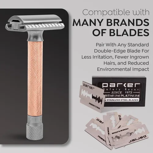 Miniatura 5 de Parker The Variant - Maquinilla de afeitar de seguridad ajustable de doble filo, personaliza tu afeitado con un giro del dial de suave a agresivo, 5