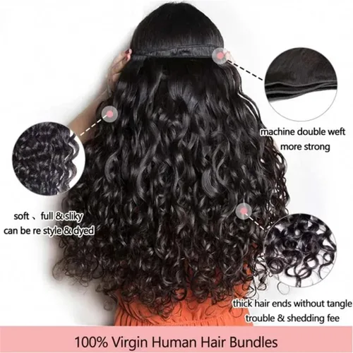 Miniatura 4 de Paquetes de cabello humano onda de agua 4 paquetes 10 12 14 16 pulgadas 10A brasileño virgen rizado profundo paquetes 100% sin procesar mojado