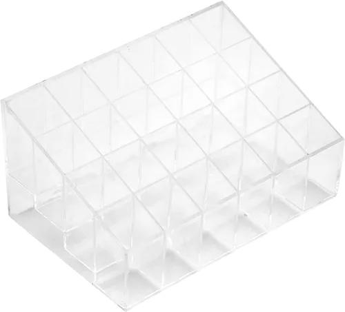 Haofy 24 rejillas transparentes para lápiz labial, organizador de maquillaje y cosméticos, caja de almacenamiento de maquillaje, esmalte de uñas,