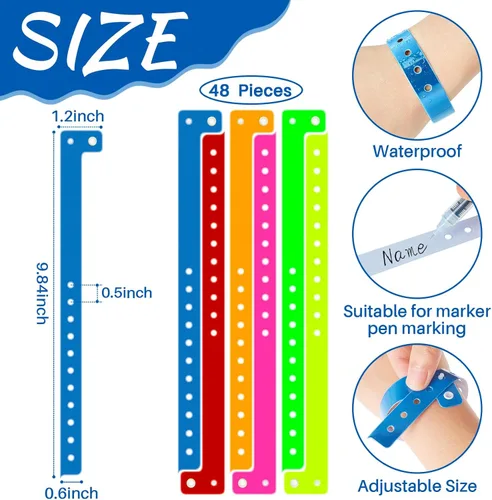 Miniatura 2 de Jetec 48 pulseras de PVC de plástico multicolor a granel para eventos, muñequeras de vinilo impermeables para fiestas en la piscina, eventos, banda