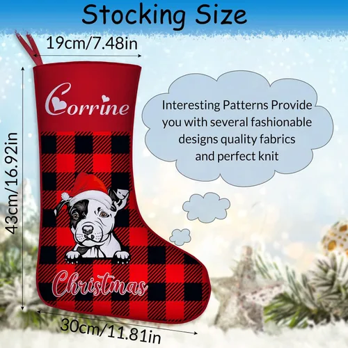 Miniatura 3 de Medias de Navidad de raza de perro personalizadas con texto de nombre, regalos de decoración de calcetines de Navidad personalizados para perros