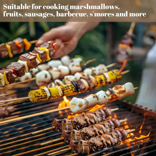 Miniatura 5 de 70 palitos para asar malvaviscos, palitos de malvavisco de 30 pulgadas para hoguera, pinchos de bambú de 0.197 pulgadas de grosor para asadores