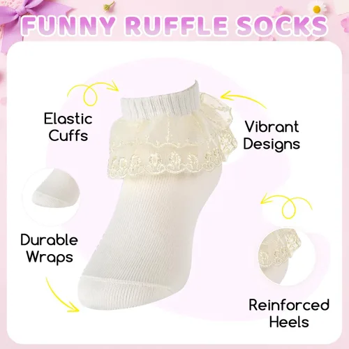 Miniatura 9 de sockfun Calcetines con volantes para bebé, calcetines de encaje con volantes para niños pequeños y niñas