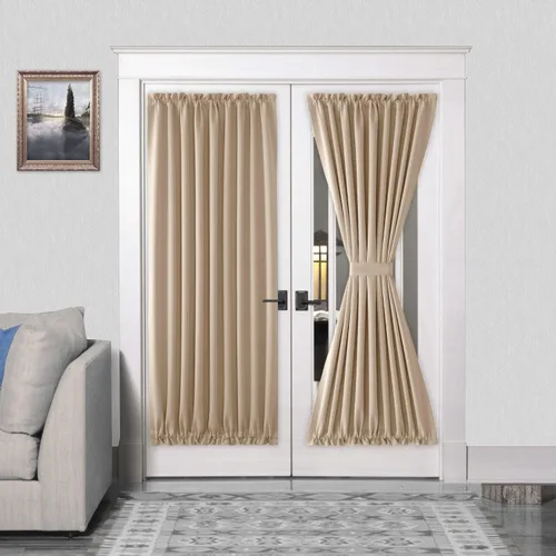 Miniatura 191 de DWCN Cortinas para puerta francesa: cortina térmica con bolsillo para barra para puertas con ventana de vidrio, puertas de cocina y patio
