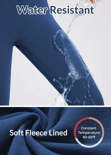 Miniatura 25 de baleaf Leggings con forro polar para mujer, impermeables, pantalones de senderismo de invierno, mallas térmicas para correr, bolsillos