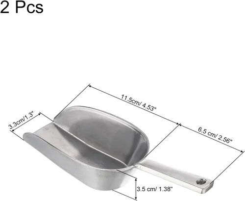 Miniatura 2 de PATIKIL Cucharas de hielo, paquete de 2 palas de aluminio de 7.09 pulgadas, pequeña máquina de hielo, harina, cereales, azúcar, palas para cocina