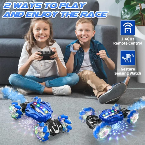 Miniatura 3 de Coche de acrobacias RC con detección de gestos – Juguetes para niños de 6 a 12 años, auto de control remoto controlado a mano 4WD con luz y música