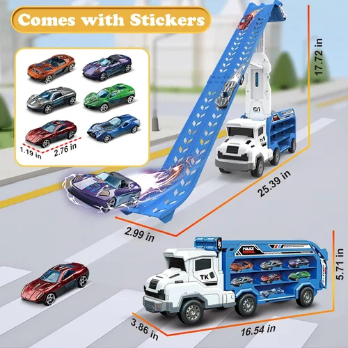 Miniatura 2 de Juguetes de coche y camiones para niños pequeños, camiones de transporte de juguete para niños de 3 a 5 y 4 a 8 años, juegos de pistas de carreras