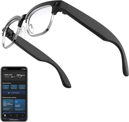 Miniatura 10 de Lentes inteligentes AI con cámara HD de 8 MP para hombres y mujeres, 1080P, para grabación de video, traducción en tiempo real, audio de oído
