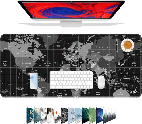 Miniatura 16 de Galdas Alfombrilla de mouse para juegos XXL XL, grande, larga, extendida, grande, de goma antideslizante, con bordes cosidos, para laptop, oficina