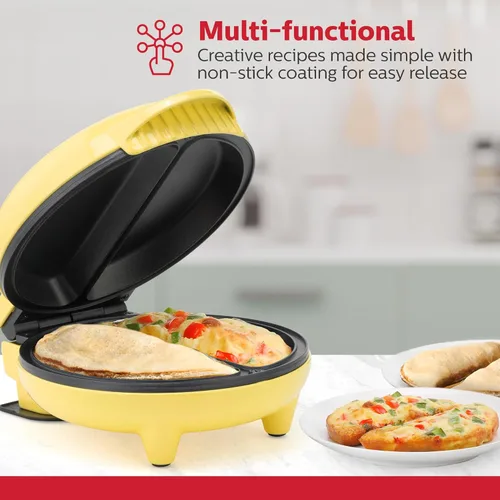 Miniatura 3 de Holstein Housewares - Máquina para hacer tortillas y frittatas de acero inoxidable de 2 secciones, revestimiento antiadherente, fácil de limpiar