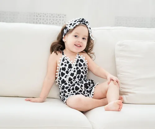 Miniatura 34 de UNICOMIDEA 6M-3T Traje sin espalda para bebé niña traje mameluco con diadema