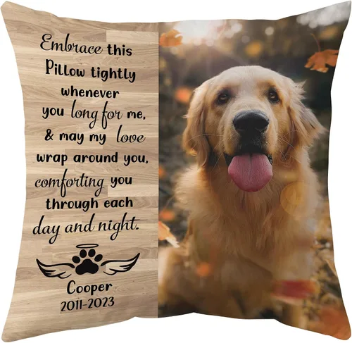 Miniatura 12 de Hyturtle Almohada personalizada conmemorativa de condolencia con inserción - 12"x12" impresa por ambas caras con nombre personalizado y foto