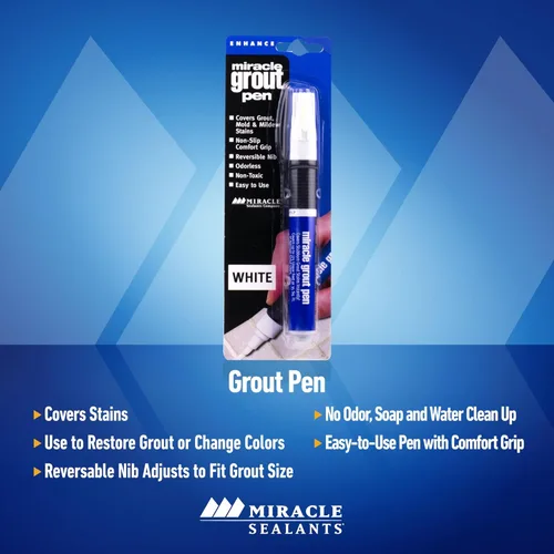Miniatura 2 de Miracle Sealants Miracle Grout Pen recolorea y restaura las líneas de lechada, blanco, paquete de 6