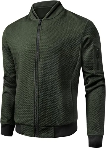 Miniatura 3 de SAVKOOV Chaqueta ligera de ajuste holgado para hombre, chaqueta bomber casual y elegante