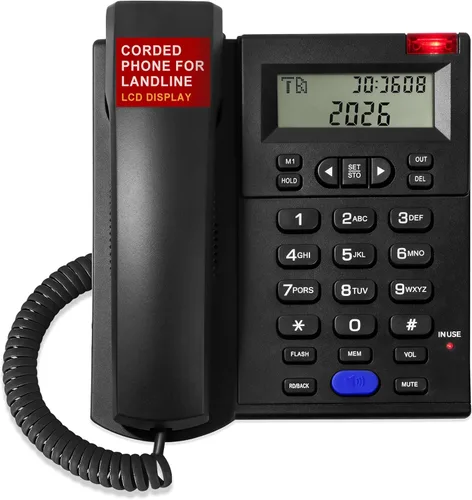 Miniatura 13 de Uvital Teléfono de botón grande para personas mayores, teléfono fijo con cable con 9 botones grandes de marcación de un solo toque, llamadas