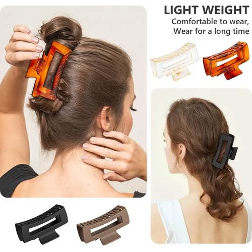 Miniatura 4 de 8 pinzas para el cabello Alhadi para mujer, paquete variado de pinzas de garra, 3 diseños múltiples de pinzas para el cabello grandes, para cabello