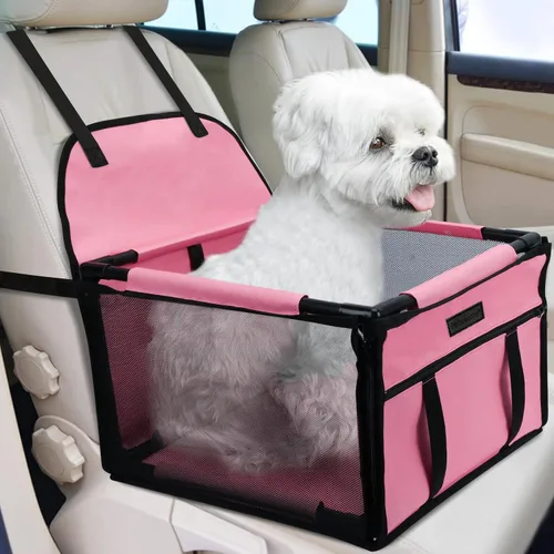 Miniatura 21 de Asiento de coche para perro plegable, asiento elevador de coche para perros impermeable transpirable Oxford, bolsa de viaje para perros pequeños a