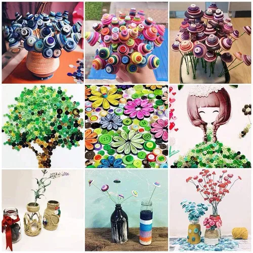 Miniatura 5 de 1600 botones negros de varios tamaños para manualidades, surtido de botones de manualidades mixtos a granel