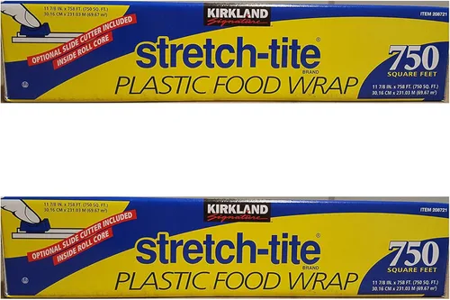 Kirkland Signature Stretch Tite - Envoltura de plástico para alimentos, 11 7/8 pulgadas x 750 pies cuadrados, paquete de 2