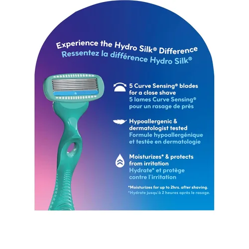 Miniatura 8 de Schick Hydro Silk Sensitive - Recambios de cuchillas de afeitar para mujer, 4 unidades, maquinillas de afeitar de 5 cuchillas para piel sensible