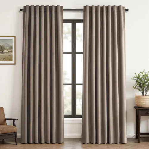 Miniatura 46 de Topfinel Cortinas opacas, blanco beige, 2 paneles, ventanas pequeñas, textura, mezcla de lino, bohemia, abedul, rural, gancho, bolsillo trasero