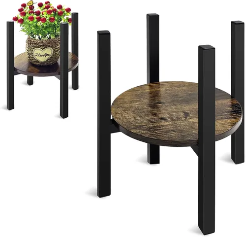 Miniatura 7 de Soporte ajustable para plantas de interior moderno de mediados de siglo, se adapta a macetas de 8 a 13 pulgadas, taburete de madera estable