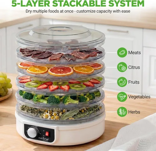 Miniatura 3 de NutriChef Máquina deshidratadora de alimentos Deshidrata carne seca de res, carnes, champiñones, frutas y verduras Ideal para uso en casa Milky