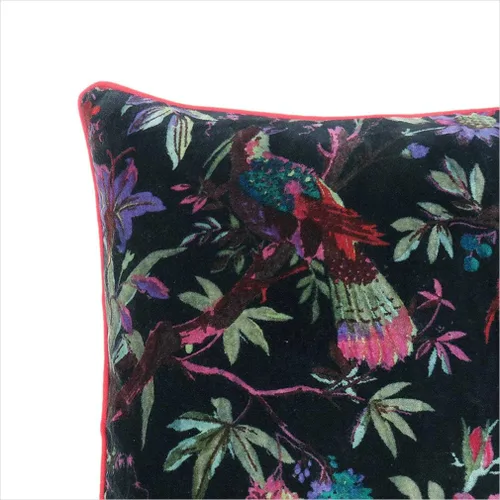 Miniatura 6 de Funda de cojín con flores de terciopelo para sofá, cojín bohemio colorido, con diseño de pájaro, estilo chic bohemio, acento indio, hecho a mano