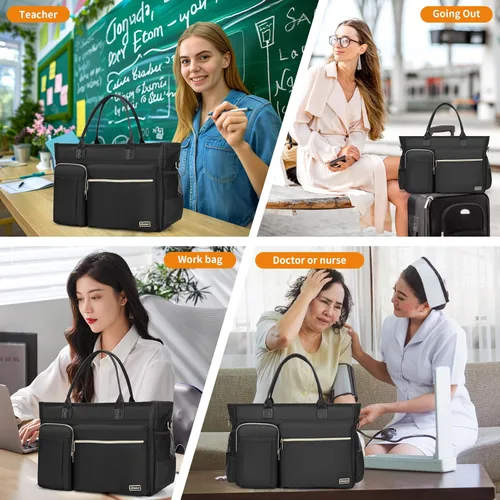 Miniatura 2 de Bolsa de mano para laptop, bolsa de mano para profesores para mujer, trabajo, 15.6 pulgadas, bolsa de mano para computadora portátil, bolsa de mano