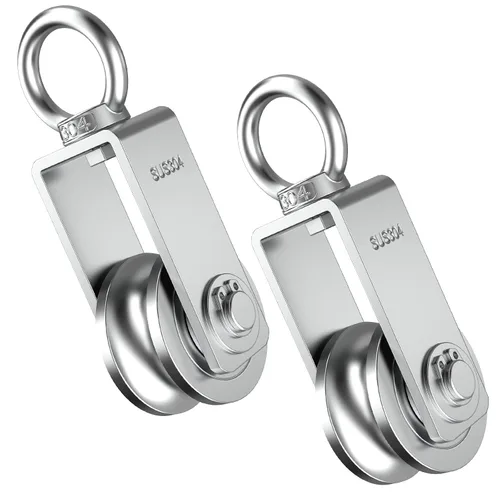 Miniatura 12 de Bloque de polea giratoria tipo U, poleas de acero inoxidable 304 para elevación de cable de cuerda de alambre, parte de equipo de gimnasio DIY