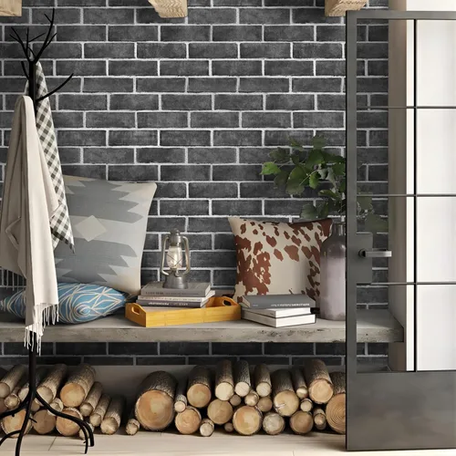 Miniatura 3 de HeloHo Papel Tapiz de Ladrillo Gris de 196.8"X17.7" Despegar y Pegar Autoadhesivo Removible con Textura 3D para Salpicadero de Cocina Sala de Estar