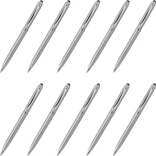 Miniatura 10 de DISCOUNT PROMOS Twist Action - Juego de 10 bolígrafos de plástico para el trabajo, bolígrafos geniales para escribir, tinta negra, color negro