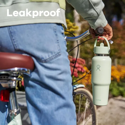 Miniatura 3 de Hydro Flask Botella de agua de viaje – Acero inoxidable aislado – Tapa ancha con pitillo, antiderrames, a prueba de fugas en 24 oz Trillium Pink