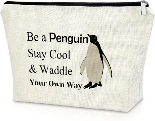 Sazuwu Regalos para amantes de los animales, bolsa de maquillaje para mujer, Sé un pingüino, mantente fresco y camina a tu manera
