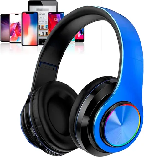 Miniatura 12 de Auriculares Bluetooth sobre la oreja, auriculares con luces LED y micrófono incorporado, ligeros, Bluetooth 5.0, auriculares HiFi estéreo