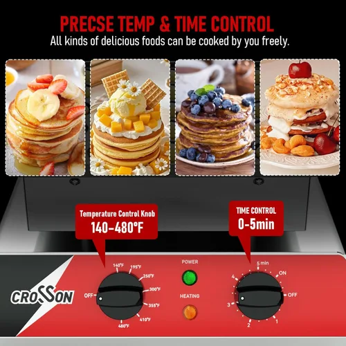 Miniatura 4 de CROSSON Mini máquina para hacer panqueques, 25 unidades de 1.693 in de diámetro holandés para panqueques, parrilla antiadherente de acero