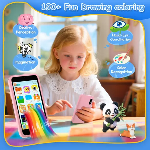 Miniatura 7 de MINIBEAR Teléfono inteligente de juguete para niños, 3.97 pulgadas, juguetes de aprendizaje de doble cámara, más de 201 juegos educativos, teléfono